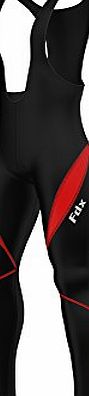 FDX Mens Cycling Bib Tights Winter Thermal Padded Long Leggings Cycling Trouser (Black/Red, Medium)