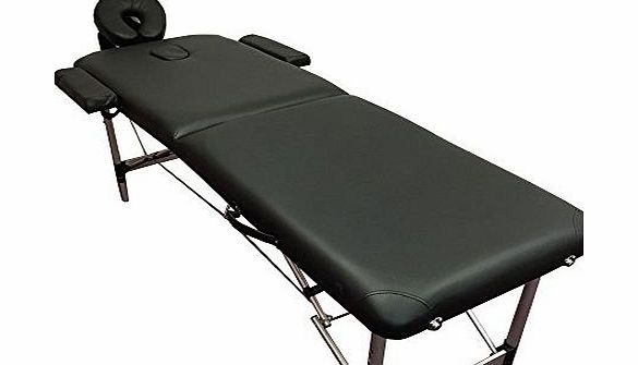 Black Super Lightweight Aluminium Portable Massage Table Couch Bed 10kg - TM03 - Rounded Table Corners + FREE Accessories & FREE Carry Bag - 2 SECTION