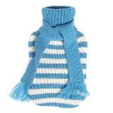 Blue and White Scarf Woolly Hot Water Bottle
