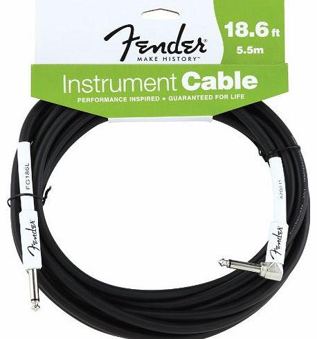 Fender Performance Series 18.6ft / 5.5M Angled Electric Bass Guitar Jack Cable