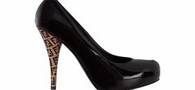 Fendi Black patent leather printed high heels