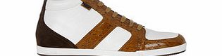 Fendi Camel and white high-top leather sneakers