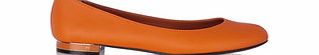Orange leather round-toe pumps