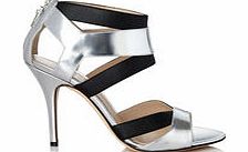 Silver-tone leather cut-out heels