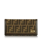 Tobacco Zucca Canvas and Leather Flap Wallet