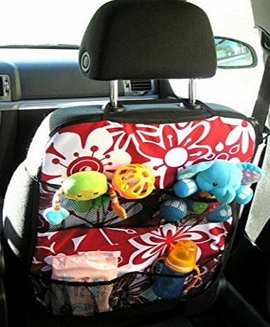 Ferocity CAR SEAT ACCESSORIES KIT ORGANIZER/PROTECTOR WITH POCKETS (burgundy flower)