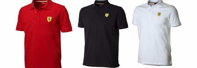 Ferrari Mens Classic Polo Shirt - White - Black - Red (X Small, Red)