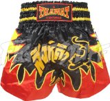 FightStuff Thawat Black Tiger Flame Muay Thai Boxing Shorts, M