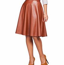 Brown faux leather A-line skirt