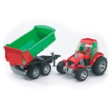 Bruder Toy Tractor With Rear Tipper Trailer