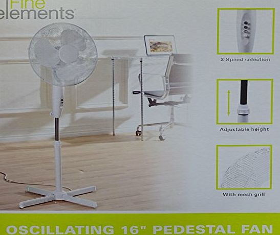 Fine Elements 2x 16`` OSCILLATING PEDESTAL AIR COOLING ELECTRIC FAN EXTENDABLE ADJUSTABLE STAND
