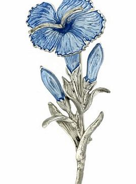 Fine Enamels Blue Carnation Flower Brooch - November Birthday