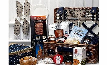 Gresham 4 Person Picnic Hamper Basket with Cooler Bag, Accessories & a Gourmet Food Selection