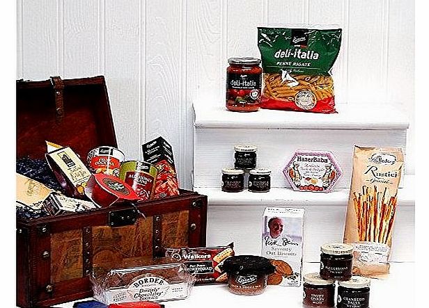 Noel - Deluxe Wooden Replica Vintage Chest Christmas Gift Hamper with 25 Gourmet Food Items by Fine Food Store - Xmas Corporate Gifts Presents