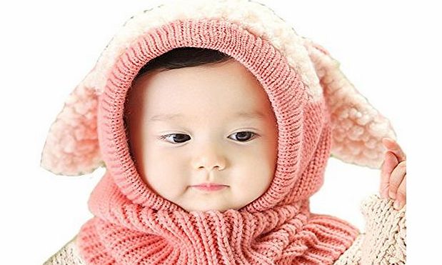 Finejo  Girls Boys Winter Warm Earflap Hats Caps Infant Beanie Wrap Pink