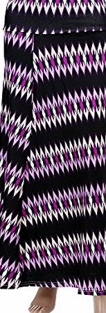 Finejo  Womens Summer Color Blocked Striped Chevron Maxi Long Beach skirt Dress Purple XL