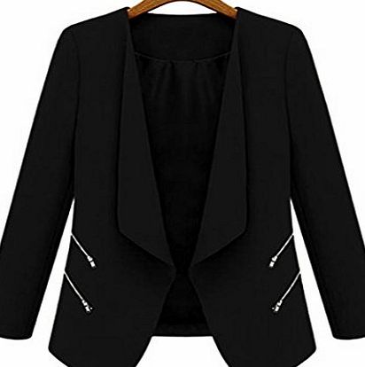 Finejo White Black Blue Women Ladies Sexy Slim Suit Basic Blazer Jacket Coat Cardigan