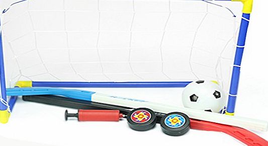 FINER SHOP Football Goal, Finer Shop 2 in 1 Kids Sports Soccer amp; Ice Hockey Goals with Balls and Pump Practice Scrimmage Game Cool Sport Game for Kids