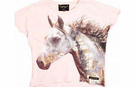 Ebony horse T-shirt Pale pink `2 years,4 years,6