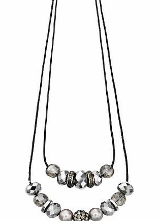 Fiorelli Costume Collection Ladies N3420 Hematite amp; Clear Glass Bead Necklace Length 60 5cm