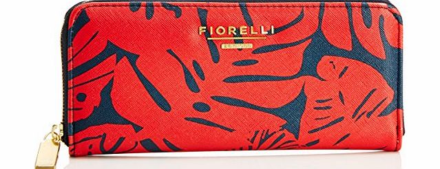 Fiorelli Womens Evelyn Large Zip Around Purse Wallet FS0752 Red Leaf Print