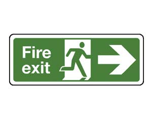 fire exit arrow right signs (pict)