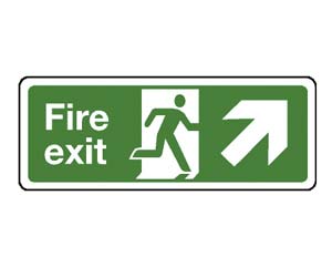 fire exit arrow up right signs (pict)