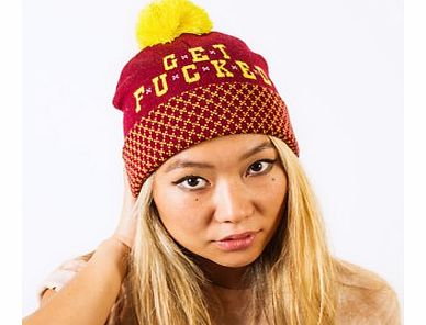 Firebox Get F*cked Beanie (Burgundy and Yellow)