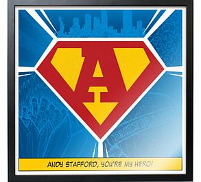 Firebox Personalised Superhero Print (Framed in a Black