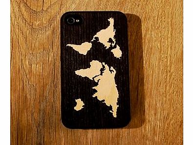 Real Wood Cases for iPhone (World Map Ebony -