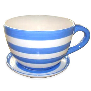 Teacup Plant Pots (Blue and White Stripes)
