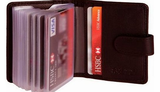 Mens Genuine Real Leather Small Credit Card Wallet Black Brown (black)
