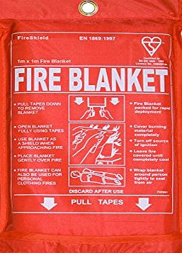 FireProtectionShop British Standard Approved Fire Blanket - House / Kitchen / Caravan in Soft Case - FireShield