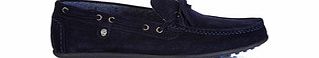 Dynamic navy suede moccasins
