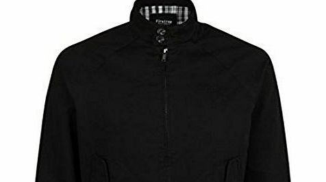 Firetrap Mens Blackseal Harrington Jacket High Necked Collar Zip Fastening Black XL