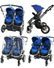 First Wheels Twin Elite Pushchair Blue inc Pack