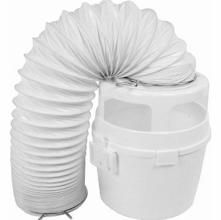 Universal Tumble Dryer 4ft Hose Wall Vent Kit Condenser Bucket (White)