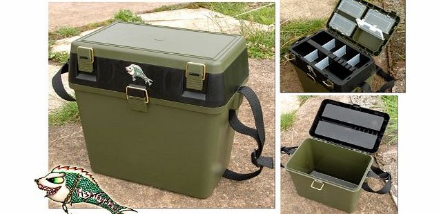 FISHINGMAD NEW FISHINGMAD TACKLE SEAT BOX. GREAT ROVING SEATBOX FOR SEA, BEACH OR COARSE FISHING. WITH FREE WATERPROOF MOBILE PHONE WALLET