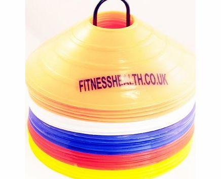 Fitness Health FH Team Training Marker Cones Agility Drills Set of 50 with Stand