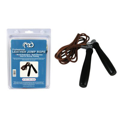 9and#39; 10 Leather Jump Rope (FSKIPLR - 9and#39; 10 Leather Rope - BLACK/BROWN)