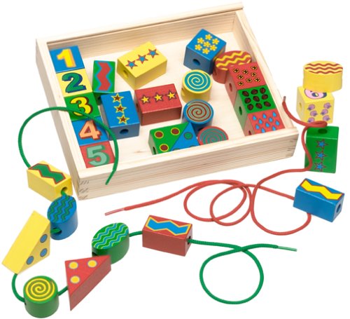 Flair Melissa & Doug - Classic Wooden Toys - Lacing Beads in a Box
