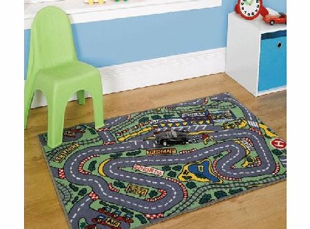 Childrens Formula One Playmat Roadmap Toy Cars Hot Wheels Bedroon Play Room Racing Track 80 x 120 Cm Rug