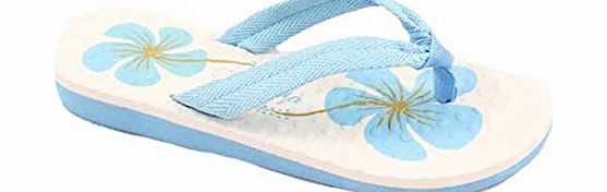 FLIP FLOPS Ladies Summer Flat amp; Slim Sole Beach Flip Flop Sandals Size 4 to 8 UK (4 UK, Blue amp; White)
