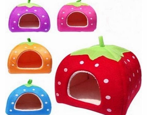 Flissy Strawberry Pet igloo bed / House 3 sizes and 3 colours to choose from (Medium, Red)