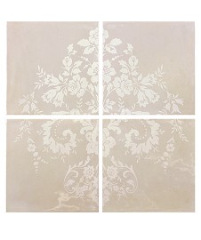 Damask Cream on Taupe 4 Tile Panel Ends