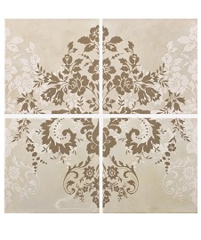Floral Damask Cream on Taupe 4T Panel Horizontal