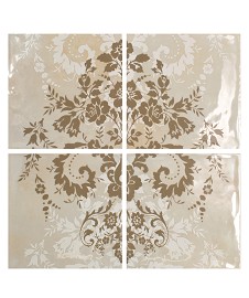 Floral Damask Cream on Taupe 4T Panel Vertical