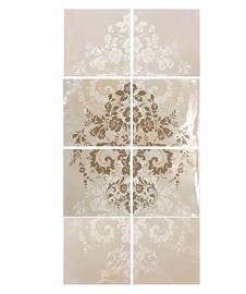Damask Cream on Taupe 8T Panel Vertical