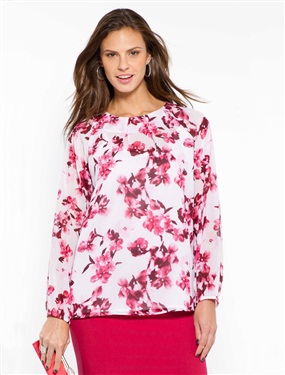 Floral Print Voile Blouse with Camisole