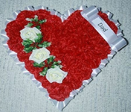 floral supplies handmade funeral tribute artificial flowers 15`` heart red carnation ivory rose